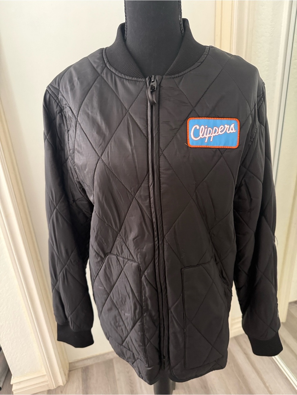 Clippers Quilted Black Bomber Jacket